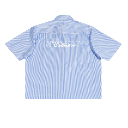 Blue Oversized Stripe Boxy Shirt