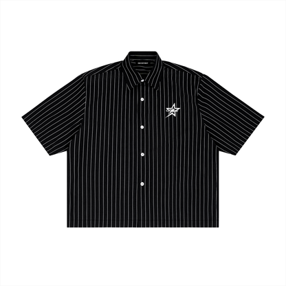 Unisex Striped Boxy Button-Up Shirt